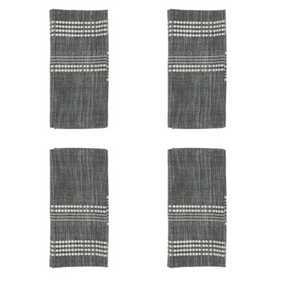Black and White Striped Cotton Table Napkins Set of 4