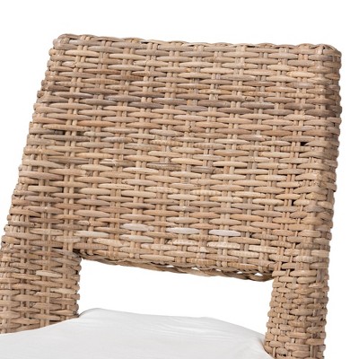 Serene White Rattan Low Arm Chair with Cushion