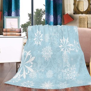 Lomsoe Christmas Blue Throw Blanket Rustic Soft Flannel Throw Blanket for Couch Bed Sofa Warm Decoration Xmas Gifts. - 1 of 4