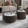 24" Modern Round White Faux Marble Coffee Table, Small Accent Side Table for Living Room or Bedroom -3irtyhousy - 2 of 4