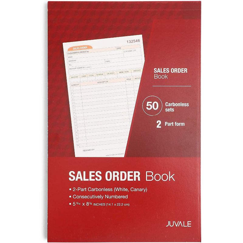 Pack of 3 Sales Order Book, 50-Set Carbonless Invoice per Book, 2 Part Form, for Issuing Invoices, 2 of 8