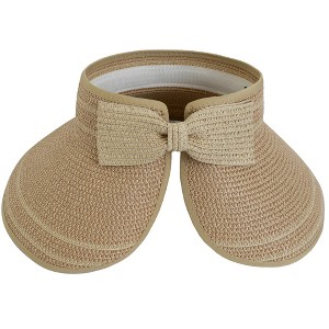 Magid Straw Two Tone Striped Color Block Roll Up Visor - 1 of 3