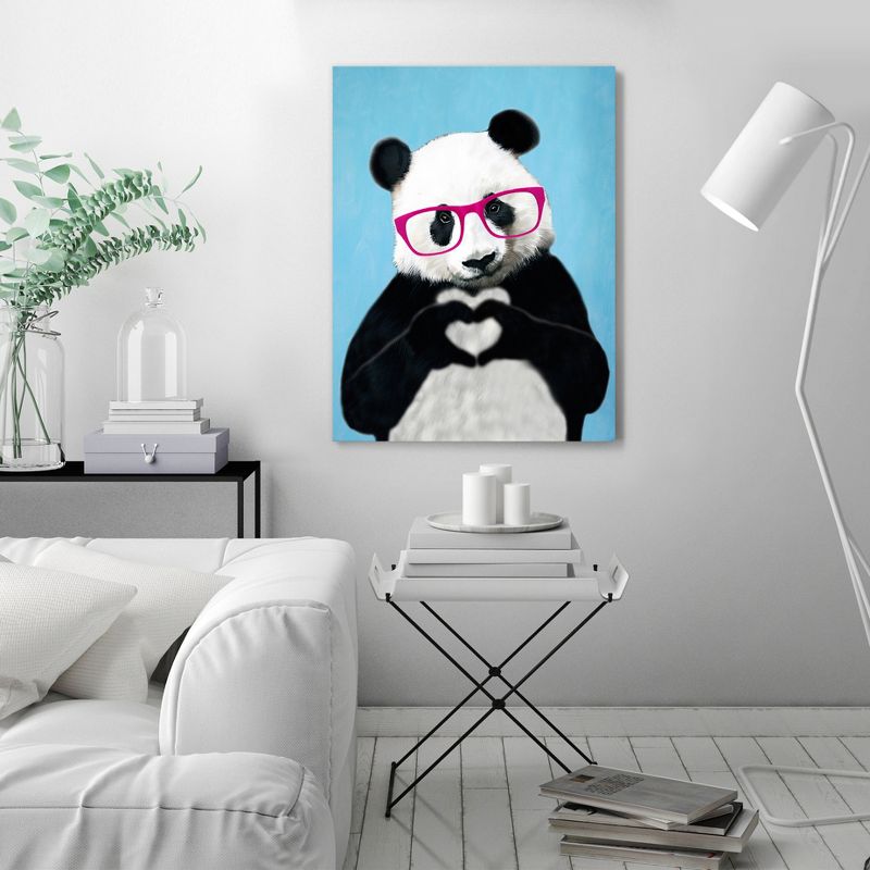 Americanflat Animal Modern Panda With Finger Heart Blue By Coco De Paris Canvas, 3 of 10
