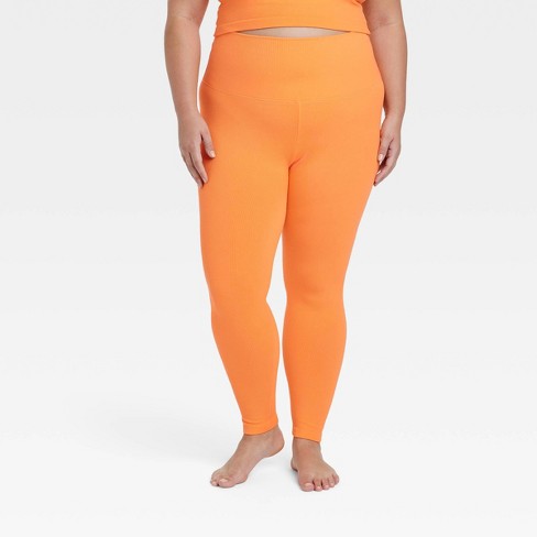 Women's Seamless High-rise Rib Leggings - All In Motion™ Orange 4x