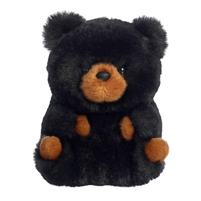 Aurora Mini Cuddles Black Bear Rolly Pet Round Stuffed Animal Black 5"