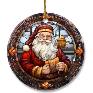 Lomsoe Ceramic Santa Claus Ornament Christmas Ceramic Hanging Ornament Christmas Tree Ornament Home Decors Retro Funny Santa Claus Hanging Decor - 1 of 1