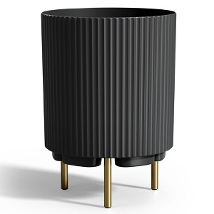 FONTOI Round Planter Pot with Stand, Indoor Outdoor Flower Planters for Garden Living Room Backyard, Black, 14.8"*20.3"*14.8" - 1 of 4