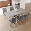 7-Piece Extendable Dining Set with Rectangle Kitchen Table and 6 C-shaped Tube Armless Chairs - 4 of 4