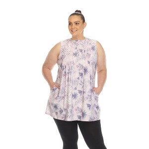 Plus Size Floral Sleeveless Tunic Top - White Mark - 1 of 4