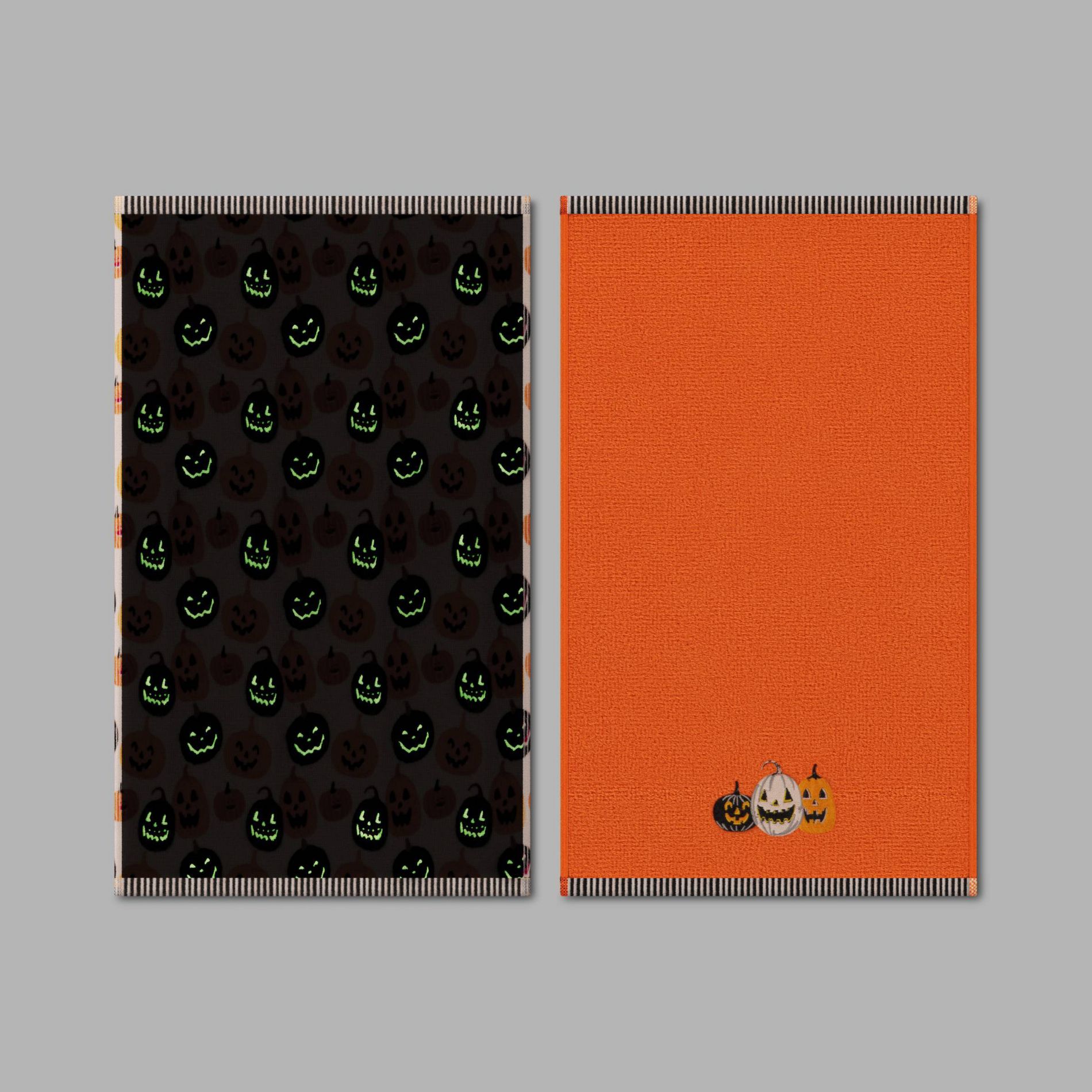 2pk Halloween Glow in the Dark Pumpkins Hand Towels Orange - Hyde and EEK! Boutique™