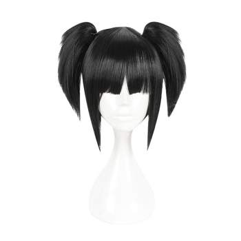  Half and Half Long Straight Black Wig with Bang & Bun for Women  Girls Cosplay, Anime Pre-styled Briar Wigs Synthetic Hair + Wig Cap for  Halloween Costume Party : Clothing, Shoes