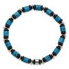 Chisel Stainless Steel 6.50mm Turquoise and Black Onyx Beaded 7.5" Stretch Bracelet - 2 of 4