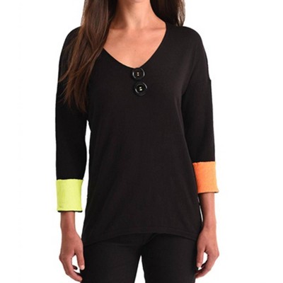 Women's Neon Cuff V-Neck Top - ANGEL