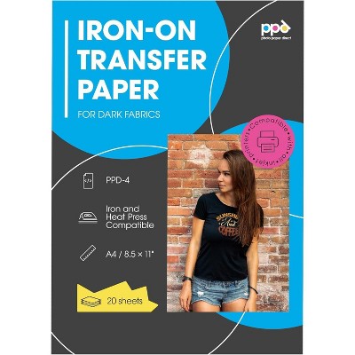 PPD Dark Iron-On Transfer Paper 8.5x11" 20 sheets for Inkjet Printers
