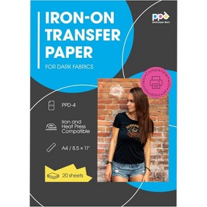 PPD Dark Iron-On Transfer Paper 8.5x11" 20 sheets for Inkjet Printers - 1 of 4