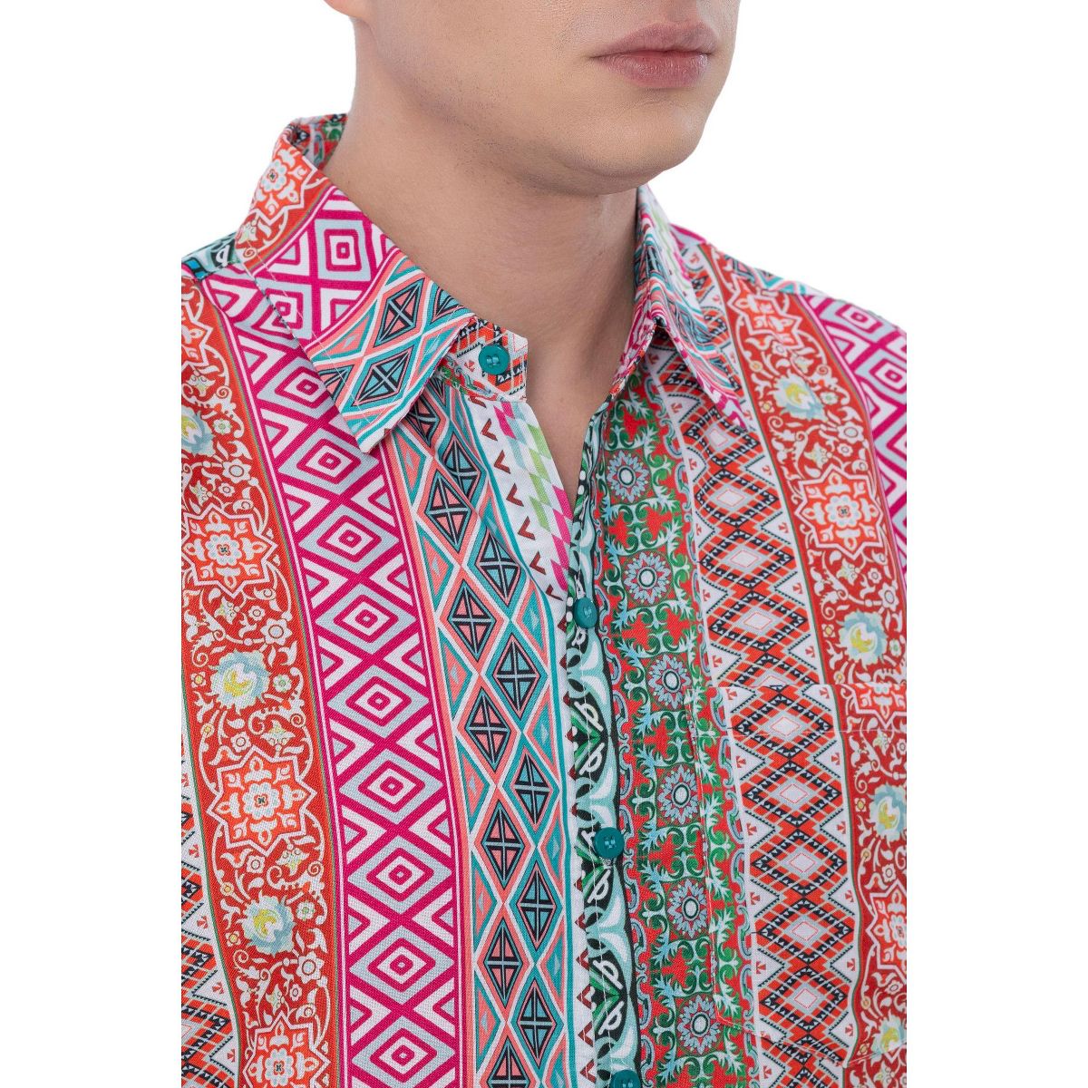 HAPPY BAY Mens Hawaiian Shirts Short Sleeve Button Down Shirt Men's Vacation Shirts Linen Effect Casual Aloha Shirts for Men XXL Geometric Multicolor - thumbnail 3