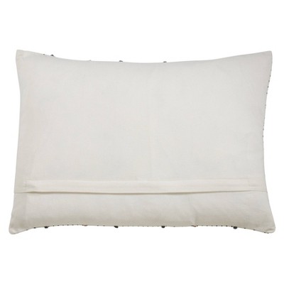 Mud Cloth Inspired Cotton Square Throw Pillow - White 14" x 20"