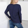 Anna-Kaci Women's Long Sleeve Waffle Knit Top with Notched Neckline and Chest Pocket - 3 of 3