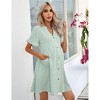 Womens Maternity Dress V Neck Lantern Sleeve Jacquard Dot Pocket Babydoll Baby Shower Dress - 2 of 4