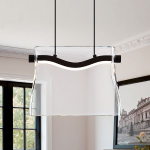 POWLIG Modern 9 Inch Black LED Pendant Light with Clear Glass Shade£¬Adjustable 1-Light Chandelier - 1 of 4