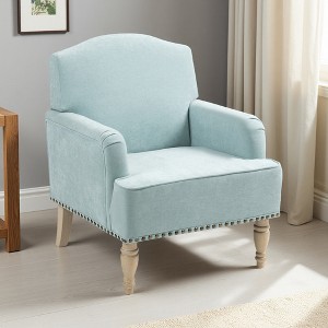 Small Polyester Accent Chair with Nailhead Trim and Wood Legs - 1 of 4
