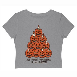 Rerun Island Women Pumpkin Pyramid All I Want For Christmas Short Sleeve Graphic Cotton Baby Tee - 1 of 4