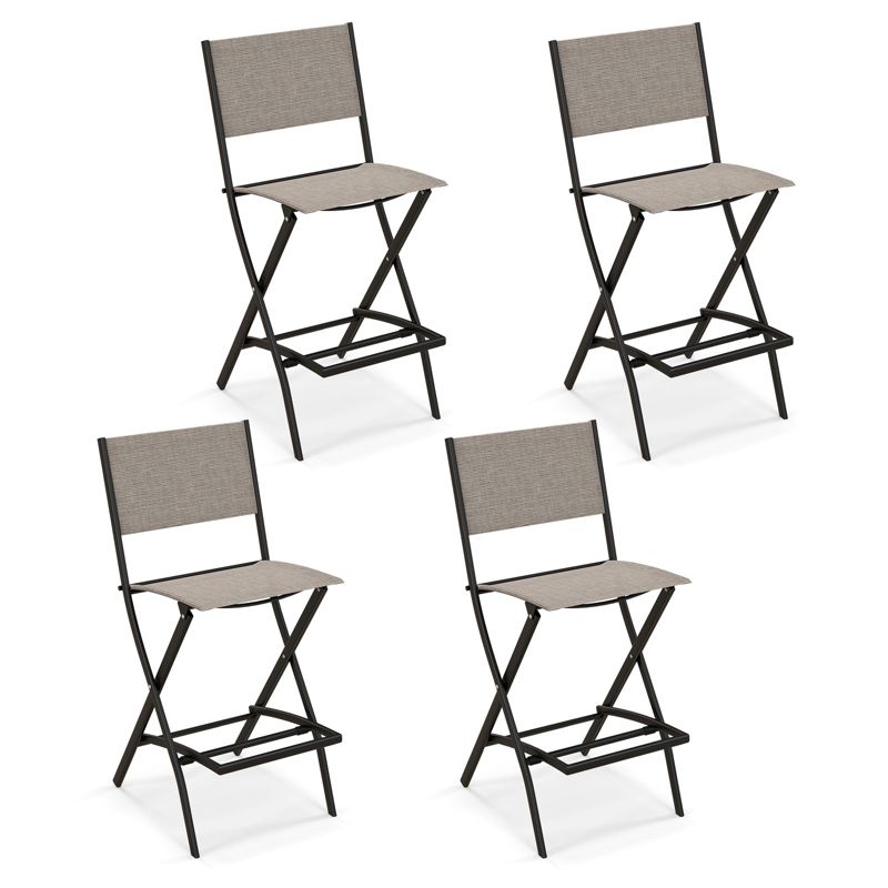 Tangkula Outdoor Barstools Set of 2/4 Counter Height Folding Bar Chairs with Back and Footrest Versatile Patio Dining Chairs Coffee, 1 of 7