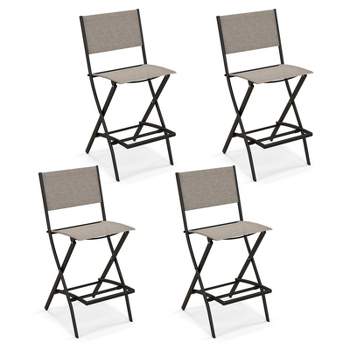 Tangkula Outdoor Barstools Set of 2/4 Counter Height Folding Bar Chairs with Back and Footrest Versatile Patio Dining Chairs Coffee