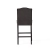 ORRD Bar Stools Set of 2, 26-Inch Counter Height Stools, Upholstered Seat with Rivet Trim, Square Shield Back, Wood Legs with Footrest, Dark Grey - 3 of 4