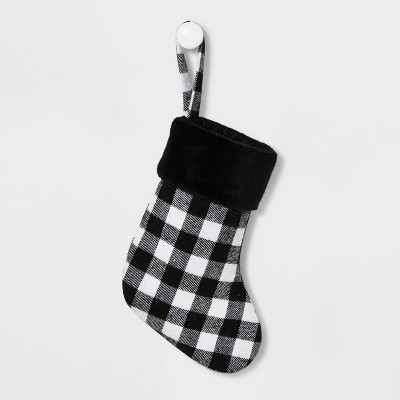 Mini Buffalo Plaid Christmas Stocking White/Black - Wondershop™