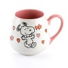 Peanuts Mothers Baby 4 Piece 20 Ounce Stoneware Belly Mug Set in Orange and Pink - 4 of 4