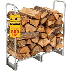 4.3FT Heavy Duty Firewood Rack with Waterproof Cover Combo Set, 1/2 Cord Capacity Indoor/Outdoor Log Holder for Fireplace, Fire Pit - 1 of 4