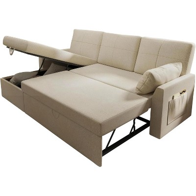 AMERLIFE 2 in 1 Pull Out Sofa Bed with Storage Chaise