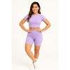 Womens Seamless 2 Piece Activewear Set- Crop Top and Biker Short - 2 of 4