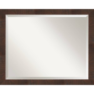 31" x 25" Wildwood Narrow Framed Wall Mirror Brown - Amanti Art: Modern Beveled Glass, Polystyrene Frame, Wall Mount - 1 of 4