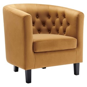 Prospect Performance Velvet Armchair: Espresso Wood Legs, Button Tufted - Modway - 1 of 4