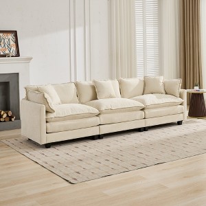 Cloud Sofa 3-Seater, Modular Sectional Couch with Chenille Fabric & High-Elastic Double-Layer Cushions â€ - 1 of 4