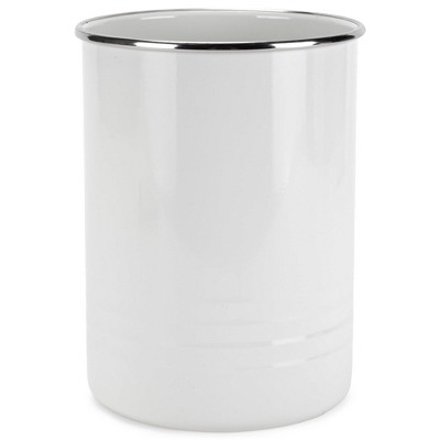 Nat & Jules White 6.75 x 5 Iron Metal Kitchen Crock Utensil Holder
