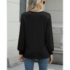 Women's Tops Relaxed Fit Round Neck Puff Sleeve Long Sleeve Casual Tshirt - 2 of 4
