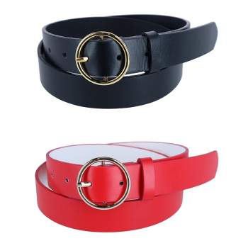 CTM Women's Thick Rounded Buckle Belt (Pack of 2)