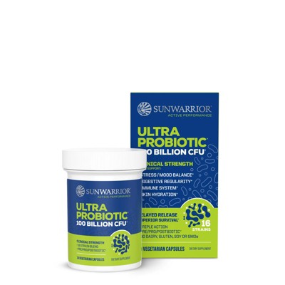 Active Ultra Probiotic Capsules, 100 Billion CFU Probiotic Supplement for Digestive & Immune Health Support, Sunwarrior, 30ct