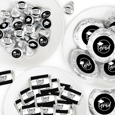 Big Dot of Happiness 2025 Black and White Graduation Party Candy Favor Sticker Kit - 304 Pieces