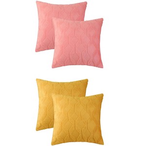 Unique Bargains Home Decor Solid Soft Short Plush Throw Pillowcases 4 Pcs - 1 of 4