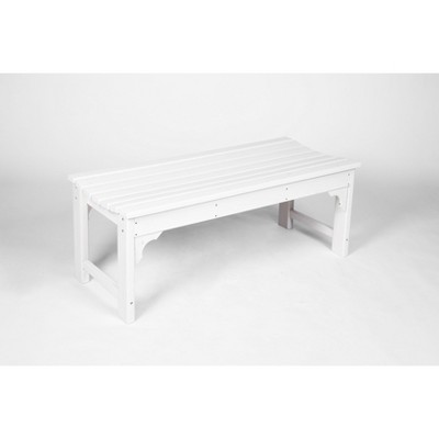 Vynxaria White Backless Patio Bench - Modern HDPE Adirondack Seating for Garden and Balcony
