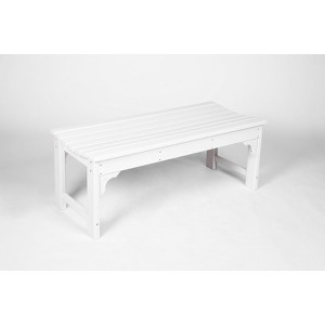 Vynxaria White Backless Patio Bench - Modern HDPE Adirondack Seating for Garden and Balcony - 1 of 4