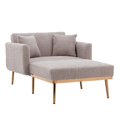 CAINAS 3-in-1 Convertible Accent Chair Bed with Adjustable Back&2 Pillows,Luxury Teddy Fabric Armchair Chaise Lounge for Living Room&Bedroom