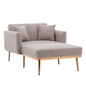 CAINAS 3-in-1 Convertible Accent Chair Bed with Adjustable Back&2 Pillows,Luxury Teddy Fabric Armchair Chaise Lounge for Living Room&Bedroom - 1 of 4