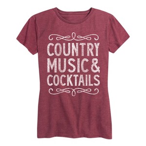 Women's - Instant Message - Country Music And Cocktails Short Sleeve Graphic T-Shirt - 1 of 4