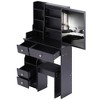 29.2" Small Space Left Drawer Desktop Vanity Table + Cushioned Stool, Extra Large Right sliding mirror, Multi Layer High Capacity Storage - 2 of 4