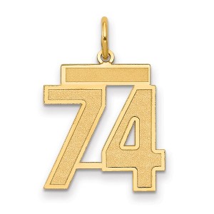 Black Bow Jewelry 14k Yellow Gold, Jersey Collection, Medium Number 74 Pendant - 1 of 3